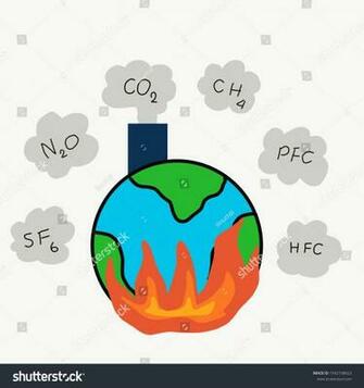 Earth With Flame And Smoke On White Background Illustrator