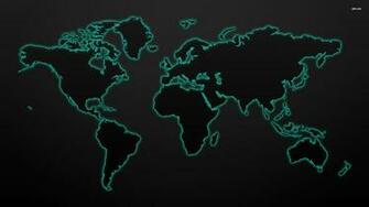 Glowing World Map Wallpaper Digital Art