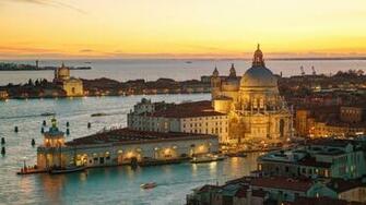 Wallpaper Italy Venice Cathedral River Water Night City