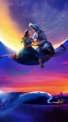 Naomi Scott Mena Massoud In Aladdin Movie Wallpaper