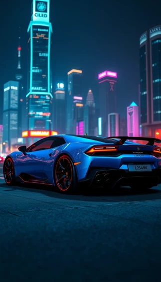 Neon Blue Lamborghini Wallpaper