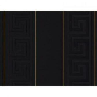 Home Versace Greek Key Black Stripe Luxury 70cm Wallpaper By