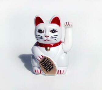 Cat Piggy Bank White Welcoming Lucky Money Fortune