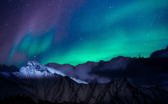 Northern Lights Night Sky Mountains Landscape 4k Macbook Pro Retina HD Wallpaper