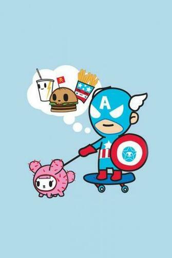 Just Made Tokidoki Marvel iPhone Wallpaper Captain America