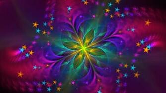 Wallpaper Fractal Flower Colorful Shining Abstraction Digital