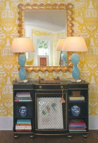 The Vase Wallpaper Eclectic Den Library Office Jennifer Dengel