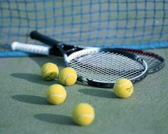 Tennis Ball And Racket By The Net Wallpaper HD