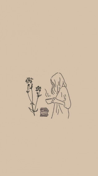 Flower Girl Minimalist Wallpaper Cartoon