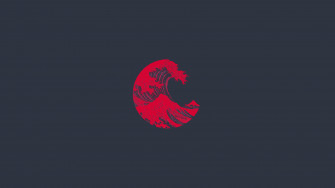 Dark Background Minimalism Circle Waveforms The Great Wave