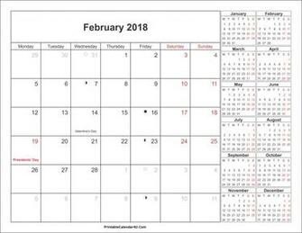 February Calendar With Holidays Printable