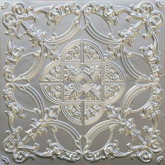 Faux Tin Ceiling Tile Glue Up X24 Silver Wallpaper