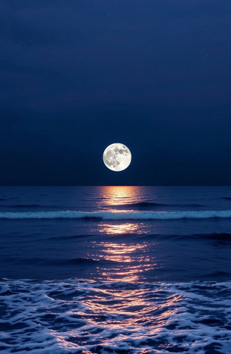 Moon Over Ocean Wallpaper