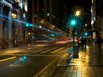 High Resolution City Street At Night Background Wallpaper HD