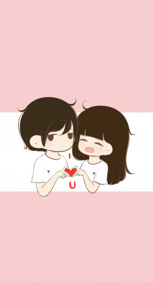 Cute Couple Cartoon Wallpaper