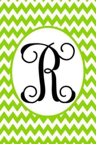 Lime Green Chevron Vine Letter R Monogram Garden Flag Iamericas