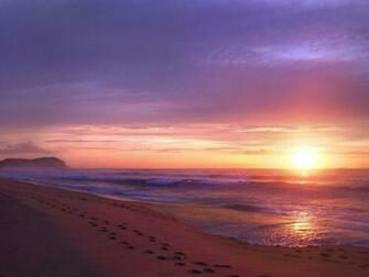Pink Sunrise Ocean Beach Trail Desktop Pc And Mac Wallpaper