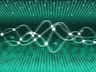 Photo Green Double Helix Background Shows Grid And Space