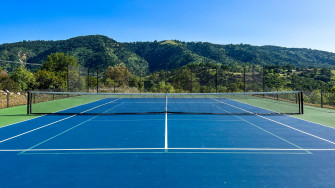 Wallpaper Tennis Court Hills Trees Sport 4k UHD