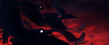 Wallpaper Birds Crows Art Dual Wide 1080p HD