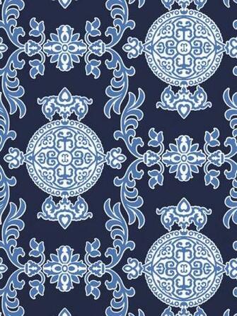 Halie Wallpaper In Navy T36111 From Thibaut S Enchantment Collection