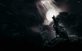 Polygon Howling Wolf Wallpaper Digital Art
