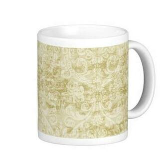 Cream Colored Damask Floral Wallpaper Pattern Classic White Coffee Mug