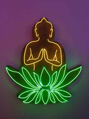 Neon Buddha Painting Art