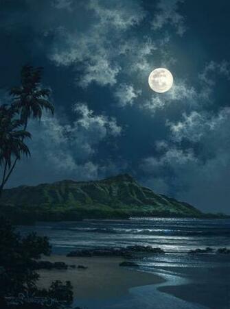 Waikiki Night Sky Phone Wallpaper Beautiful Moon