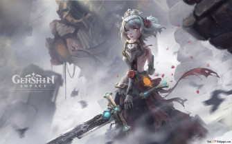 Cyborg Noelle Genshin Impact Anime Video Game 6k Wallpaper