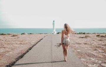 Wallpaper Summer Girl The Ocean Lighthouse Image For Desktop