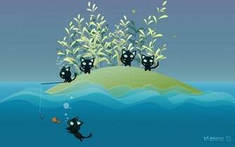Cats Fishing Background Wallpaper Fish