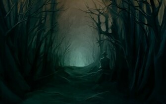 Tombstone Dark Halloween Trees Forest Woods Night Scary Spooky Creepy