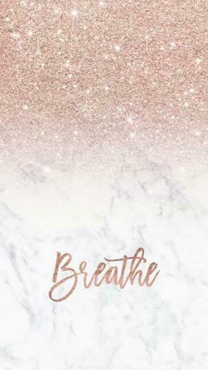 Rose Gold Glitter Ombre White Marble Breathe Typography iPhone