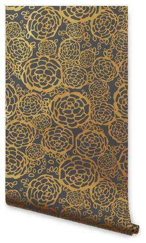 Gold And Gray Wallpaper Bathrooms