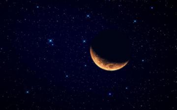 Red Moon Starry Sky Wallpaper