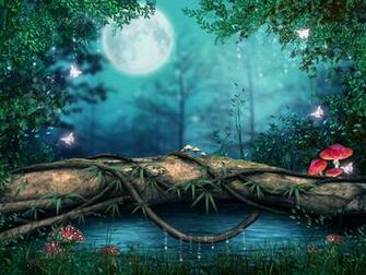 Photoshop Lake Forest Artwork Art Mushroom Magical Butterfly Wallpaper