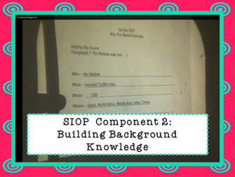 Siop Esl Ell Teaching Method Component Building Background