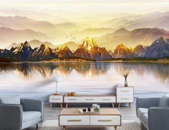 Wallpaper Murales 3d Mountain Peak River Water Natural
