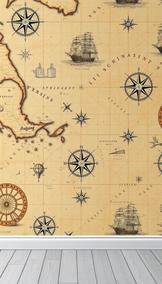 Antique Nautical Map Wallpaper