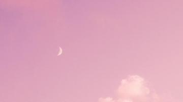 Wallpaper Moon Pink Clouds Sky Full HD HDtv