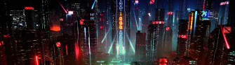 Futuristic City Ultra HD Dual Monitor Wallpaper