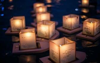 Lanterns Paper Candles Lantern Festival Night Wallpaper HD River