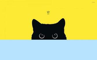 Black Cat Hiding Wallpaper Vector