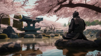A 4k Ultra HD Wallpaper Of Noble Samurai Warrior Kneeling In