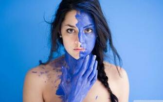 Model With Blue Face Paint 4k HD Desktop Wallpaper For Ultra
