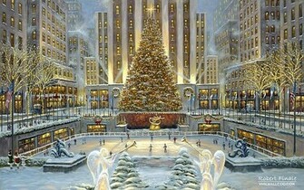 Wallpaper Christmas In New York Robert Finale Paintings