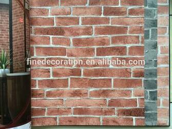 3d Textured Wallpaper Brick Design Cheap Red Color