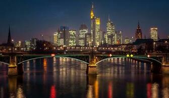Germany Houses Rivers Bridges Night Street Lights