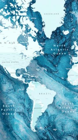 Blue World Map iPhone Wallpaper Travel Pastel Color